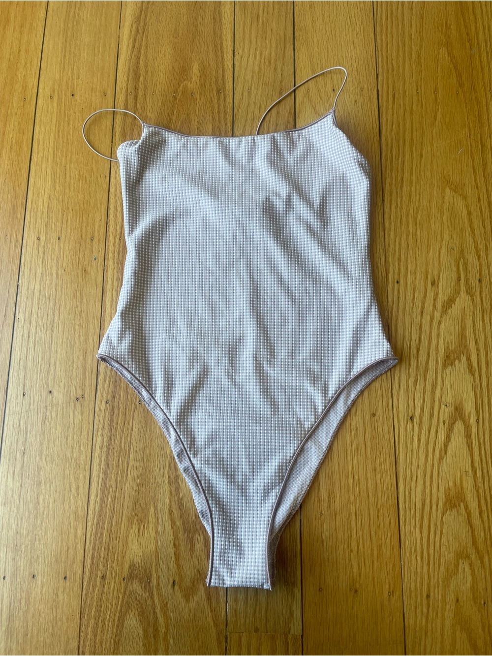 Textured Cream One-Piece Swimsuit with Slim Straps